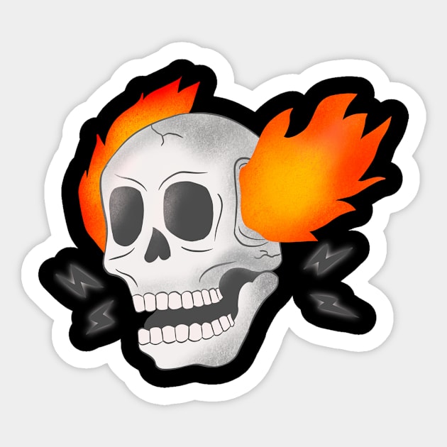 The skull on fire Sticker by Minimal Movement